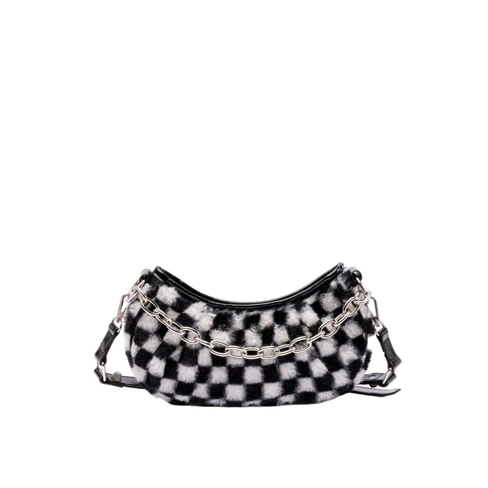 "Skinnydip London Women's Devyn Fluff Crossbody Shoulder Bag - Black White "